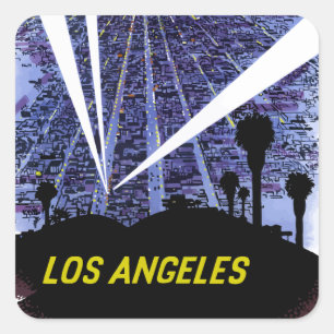 Vintage Airline Travel Los Angeles Square Sticker
