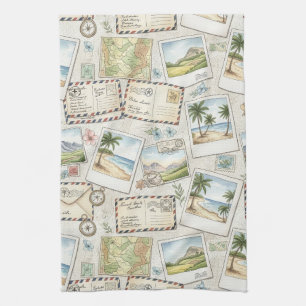 Vintage Airmail Adventure (1) Tea Towel