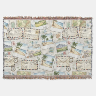 Vintage Airmail Adventure (1) Throw Blanket