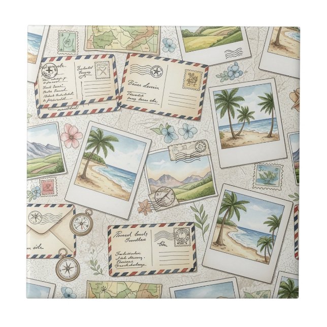 Vintage Airmail Adventure (1) Tile (Front)