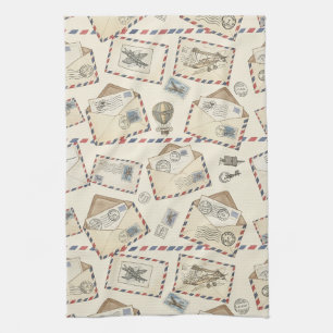 Vintage Airmail Adventure (3) Tea Towel