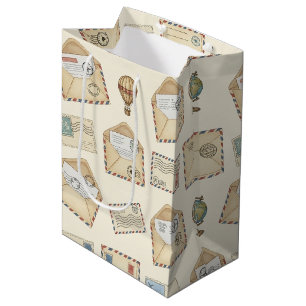 Vintage Airmail Adventure (4) Medium Gift Bag