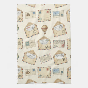 Vintage Airmail Adventure (4) Tea Towel