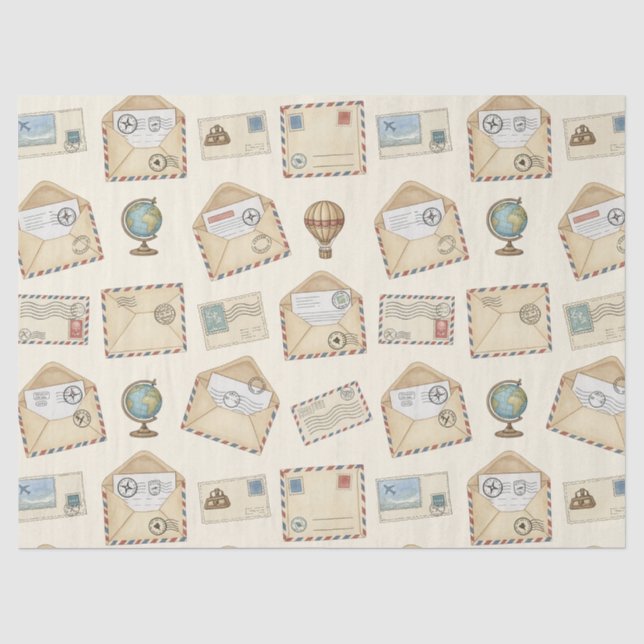 Vintage Airmail Adventure (4) Tissue Paper (Front)