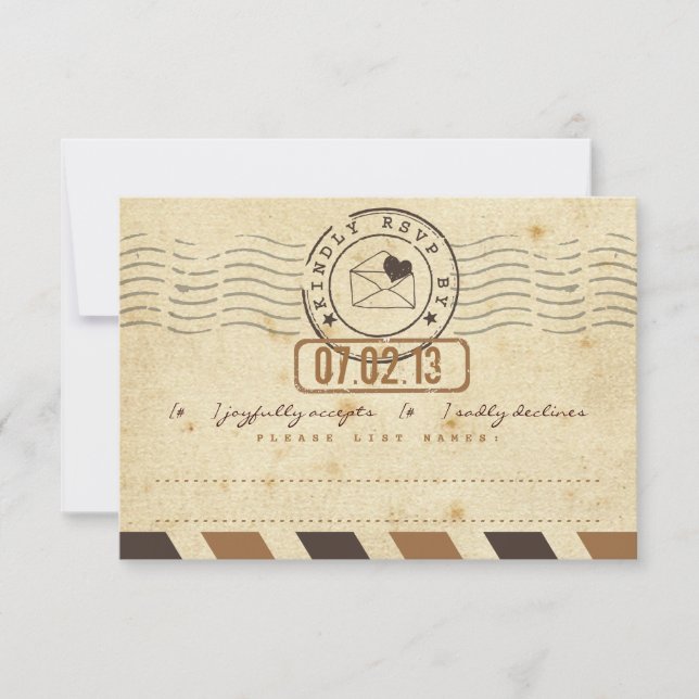 Vintage Airmail Love Letter Wedding Response Card (Front)
