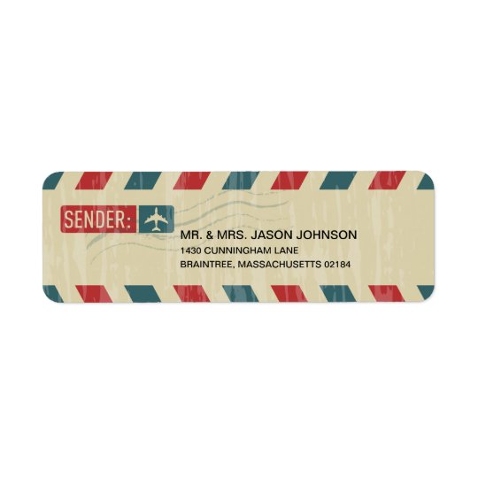 Vintage Airmail RETURN ADDRESS Mailing Return Address Label