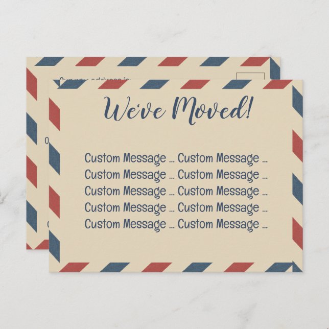 Vintage Airmail Stripes, Travel Industry Postcard (Front/Back)