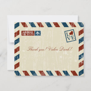 Vintage Airmail Wedding Thank You Card