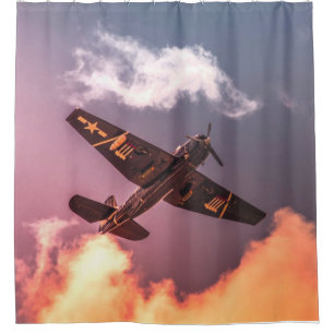 Vintage Airplane Beautiful Sky Shower Curtain
