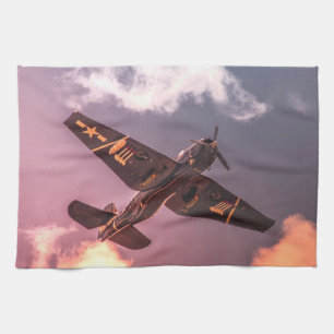 Vintage Airplane Beautiful Sky Tea Towel