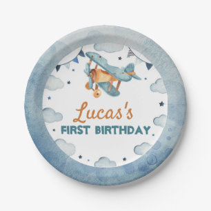 Vintage Airplane Birthday Papers Plate