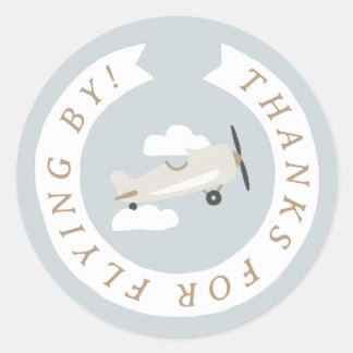 Vintage Airplane Boys Birthday Thank You Classic Round Sticker