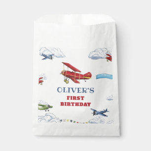 Vintage Airplane First Birthday Favor Bags