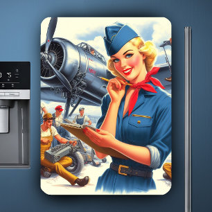 Vintage Airplane Pin-up Magnet
