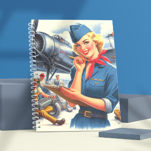 Vintage Airplane Pin-up Notebook