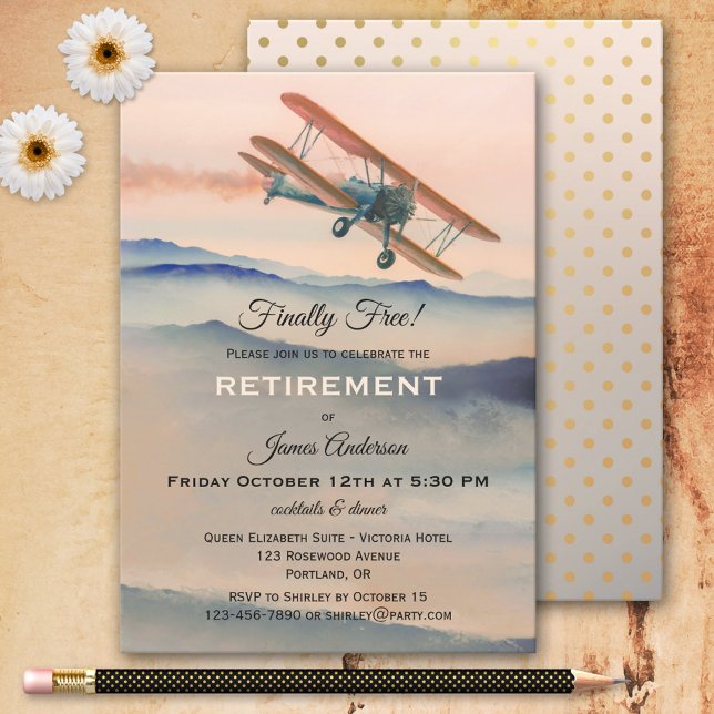 Vintage Airplane Retirement Party Invitation (Creator Uploaded)