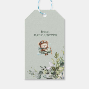 Vintage Airplane Teddy Bear Baby Shower Gift Tags