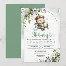 Vintage Airplane Teddy Bear Baby Shower