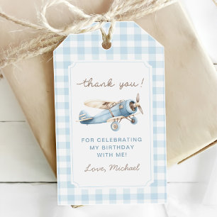 Vintage Airplane Travel 1st Birthday Gift Tags