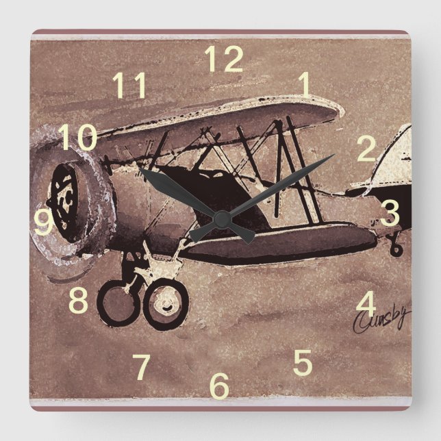 Vintage Airplane Wall Clock (Front)