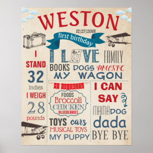 Vintage Airplanes First Birthday sign