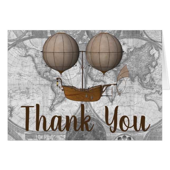 Vintage Airship Dirigible Adventure Thank You (Front Horizontal)
