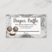 Vintage Airship & World Map Explorer Diaper Raffle