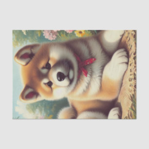 Vintage Akita Oil Painting Tissue Paper