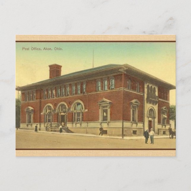 Vintage Akron Ohio Post Office Postcard (Front)
