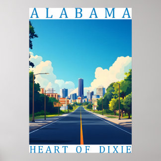 Vintage Alabama "Heart of Dixie" Travel Poster