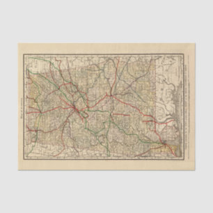 Vintage Alabama Railroad Map (1888) Tissue Paper
