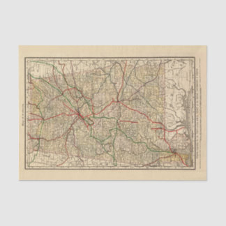 Vintage Alabama Railroad Map (1888) Tissue Paper