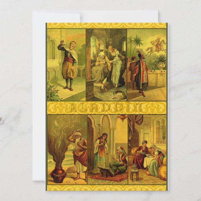 Vintage Aladdin Christmas Montage Invitation (Front)