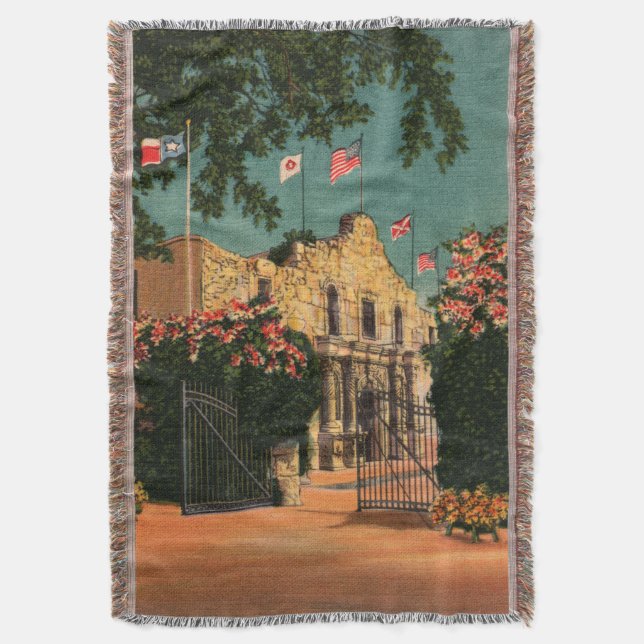 Vintage Alamo Throw Blanket (Front Vertical)