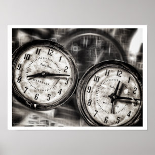 Vintage Alarm Clocks Poster