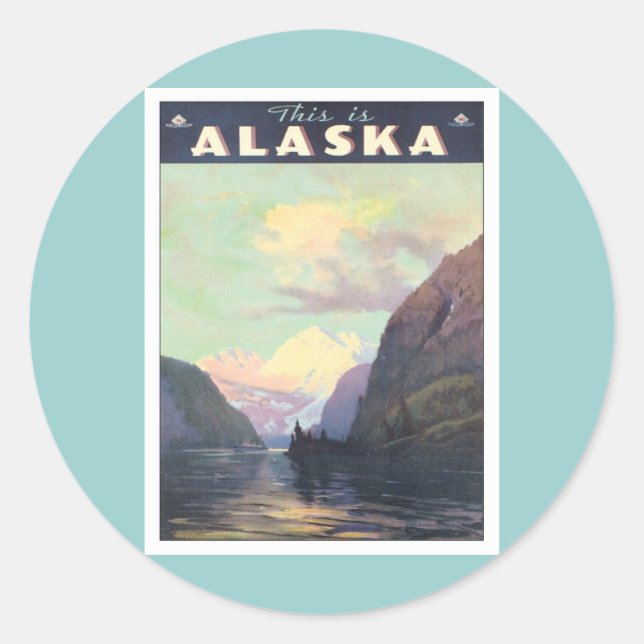 Vintage Alaska Classic Round Sticker (Front)