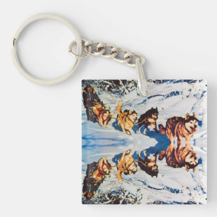 Vintage Alaska eskimo Malamute sled racing Key Ring