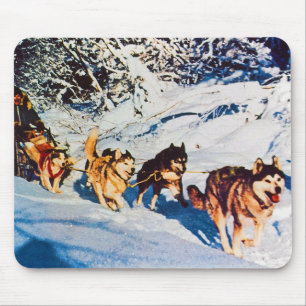 Vintage Alaska eskimo Malamute sled racing Mouse Mat