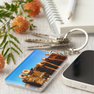 Vintage Alaska Fur clad eskimo arctic sod igloo Key Ring