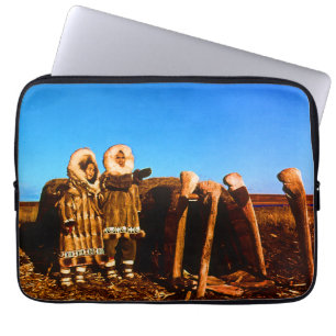 Vintage Alaska Fur clad eskimo arctic sod igloo Laptop Sleeve