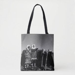 Vintage Alaska Fur clad eskimo arctic sod igloo Tote Bag