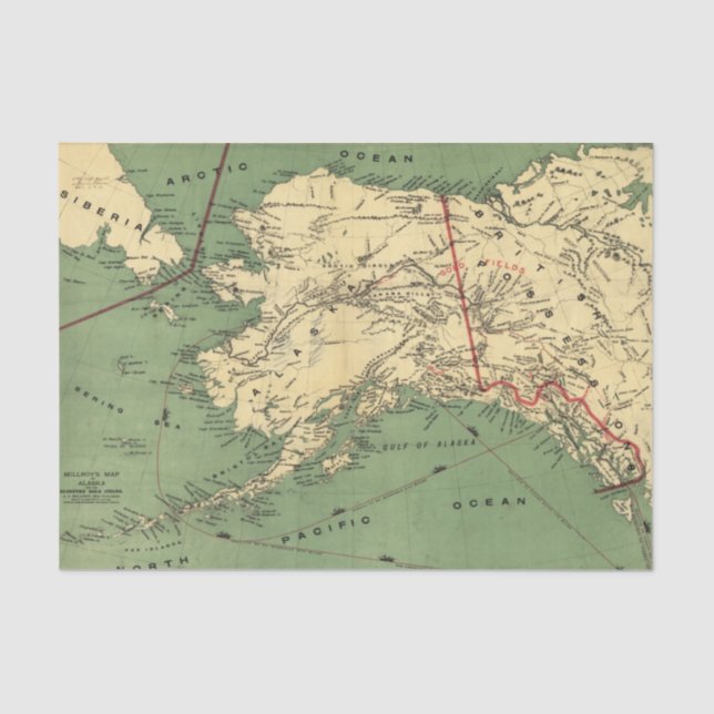 Vintage Alaska Map (1900) Tissue Paper (Front)