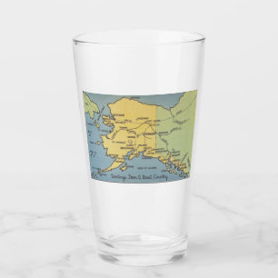 Vintage Alaska Map - Bering Strait, Nome, Barrow Glass