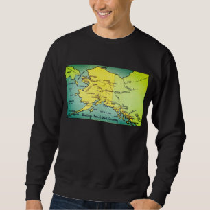 Vintage Alaska Map - Bering Strait, Nome, Barrow Sweatshirt
