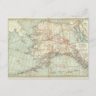 Vintage Alaska Map Postcard