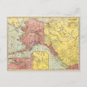 Vintage Alaska Map Postcard