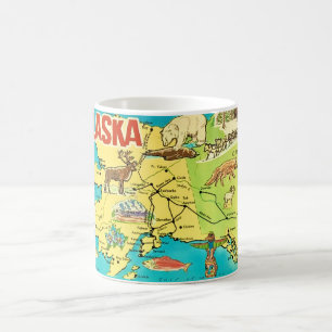 Vintage Alaska Map Postcard Mug