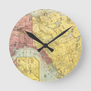 Vintage Alaska Map Round Clock