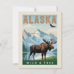 Vintage Alaska Moose Mountain Wild & Free Postcard