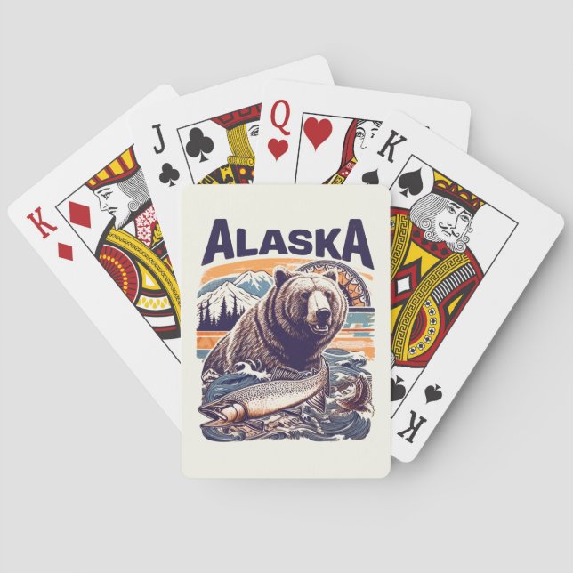 Vintage Alaska Nature Playing Cards (Back)